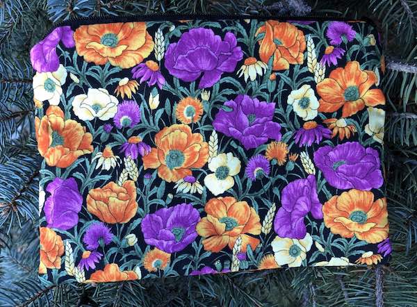 prairie flowers zippered makeup accessory bag