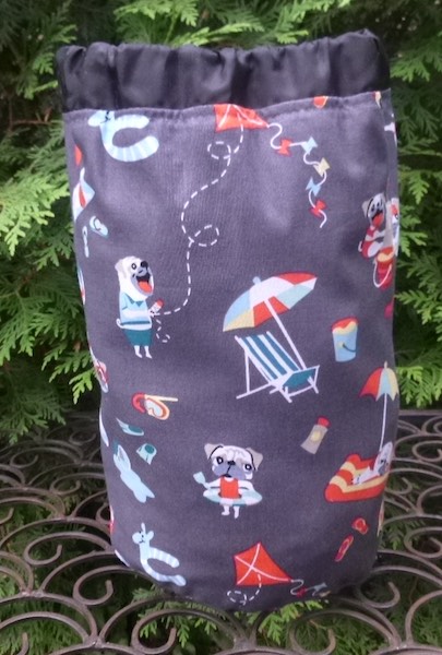 pugs knitting project bag