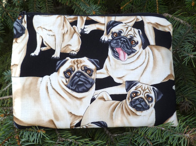 pugs zippered bag