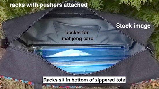 zippered tote for carrying mahjongg racks
