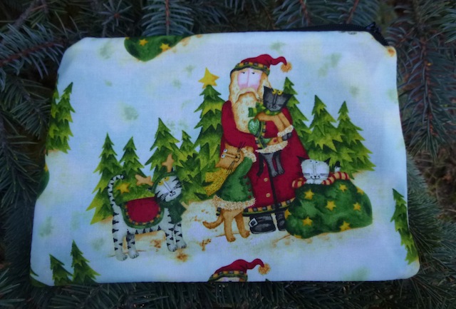 Country Santa and cats zippered bag