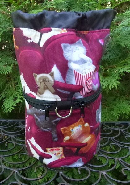 cats at the movies knitting project bag