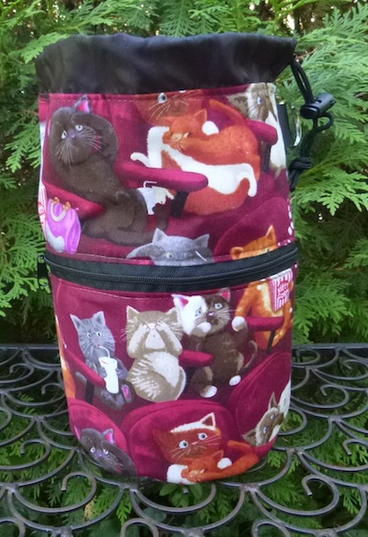cats at the movies knitting project bag