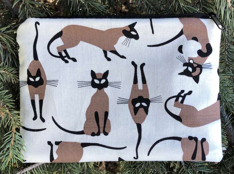 Siamese cats zippered makeup accessory bags