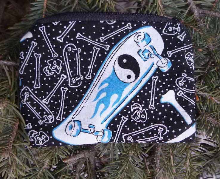 skateboards and skulls coin purse