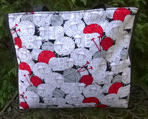 sheep knitting tote bag