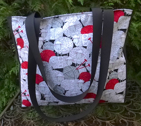 knitting tote with long handles