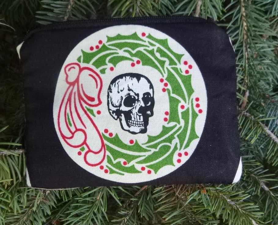 skull Christmas wreaths coin purse