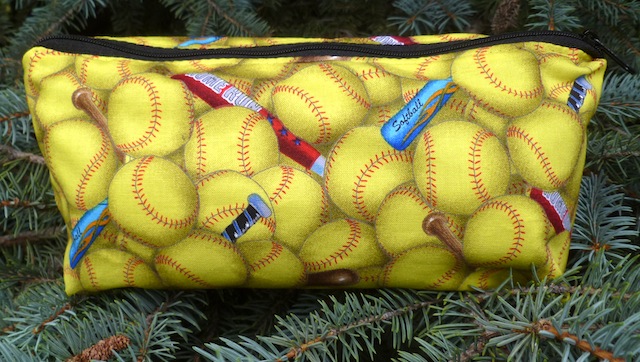 softball flat bottom zippered pouch gift for softball player