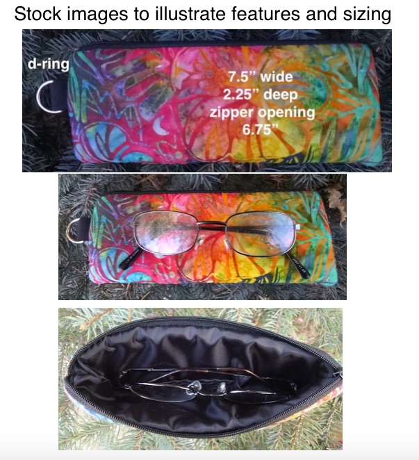 boutique style glasses case with d ring