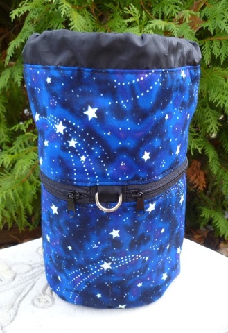 glow in the dark stars  drawstring knitting project bag