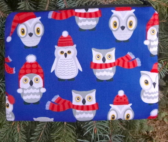 winter owls in knitted hats zippered bags