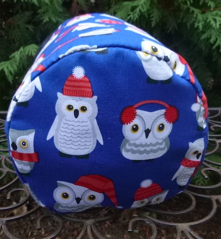 owls in winter hats knitting project bag
