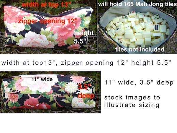 flat bottom zippered bag for mah Jongg tiles  