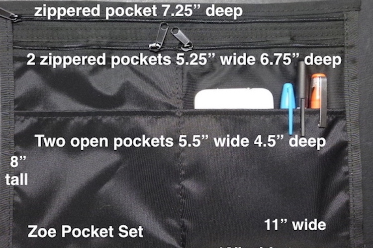 unique pockets for purses and messenger bags by Zoe's Bag Boutique