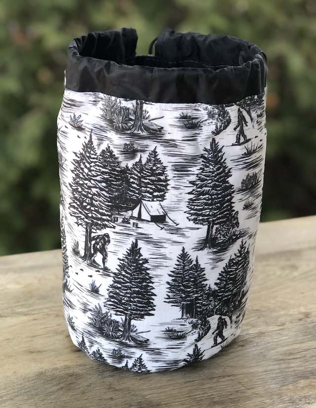 Sasquatch Stroll SueBee Round Drawstring Bag