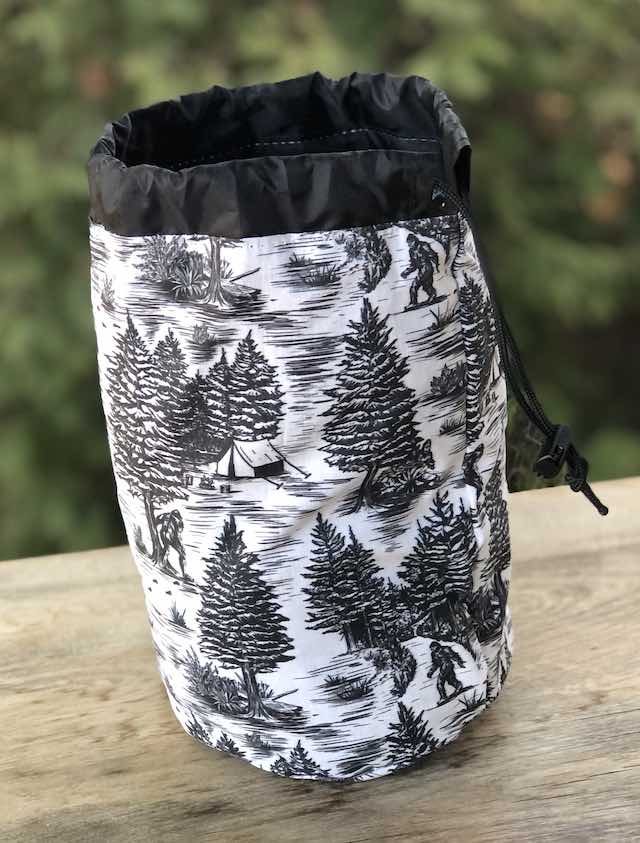 Sasquatch Stroll SueBee Round Drawstring Bag