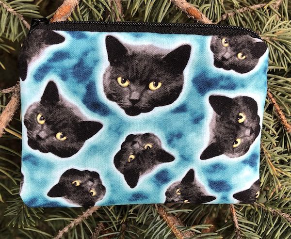 Black Cat Heads Coin purse, The Raven - glow in the dark