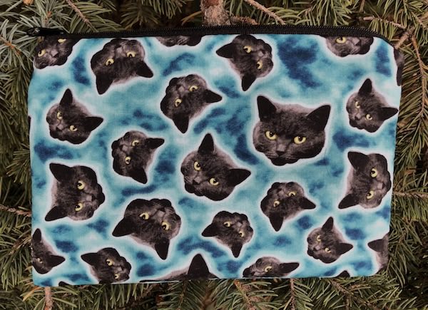 Black Cat Heads zippered bag, The Scooter - glow in the dark