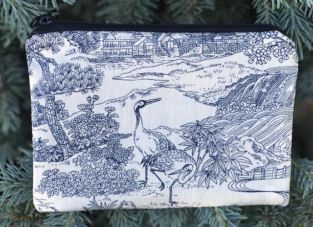 Blue Cranes Goldie zippered bag