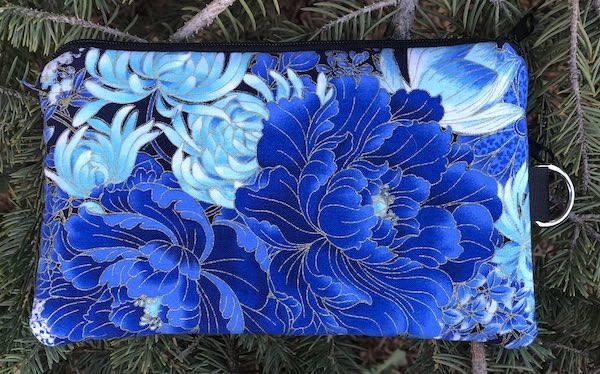 Blue Peonies Mini Wallet Purse Organizer, smaller smart phones wallet, The Sweet Pea