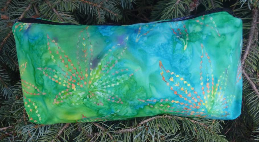 Marijuana Leaf batik multi-colored flat bottom bag, The Zini