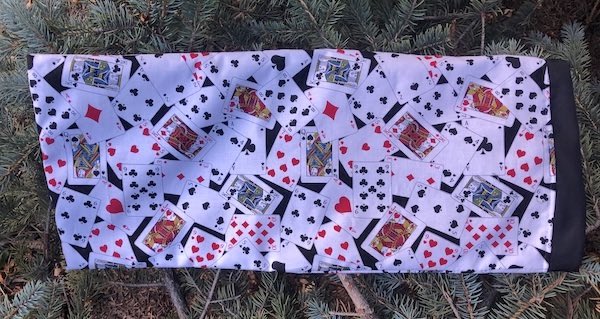 Playing Cards on Black drawstring bag for canasta racks and card spinner, Rummikub racks and tiles,  the Racker Jr
