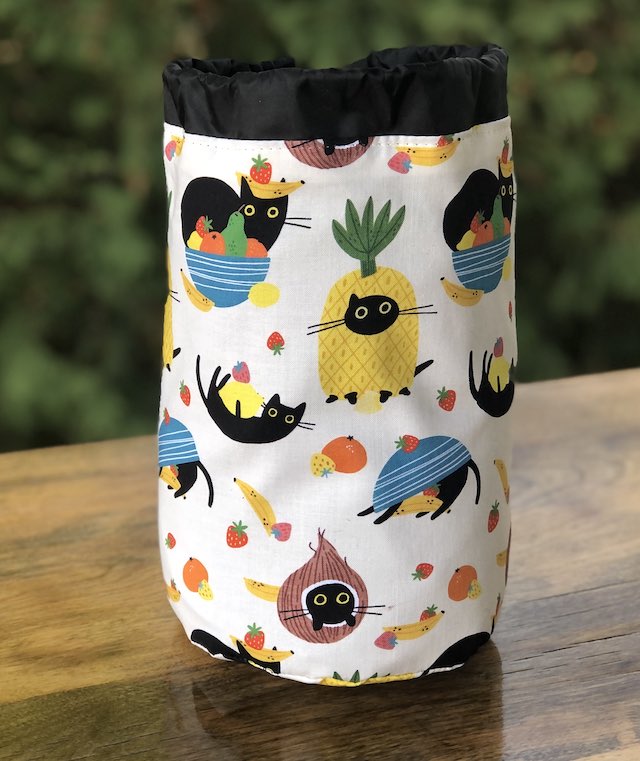 Cats in the Furruit Bowl SueBee Round Drawstring Bag