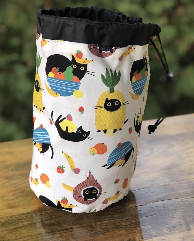 Cats in the Furruit Bowl SueBee Round Drawstring Bag