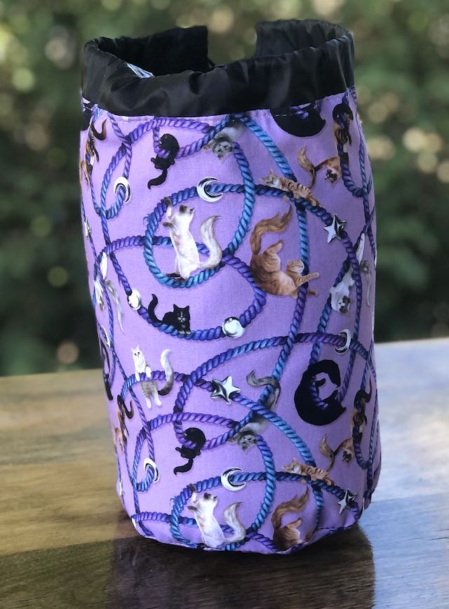 Celtic Cats SueBee Round Drawstring Bag
