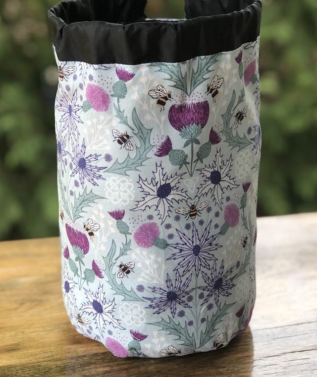 Celtic Thistle Bees SueBee Round Drawstring Bag