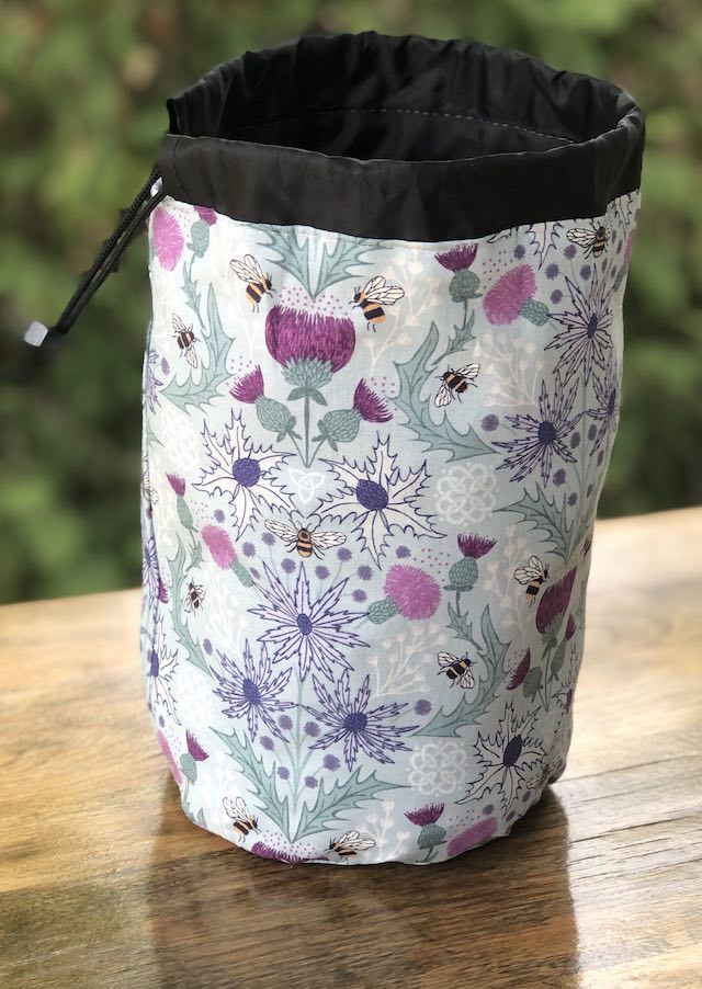 Celtic Thistle Bees SueBee Round Drawstring Bag