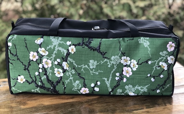 Cherry Blossoms on Green Mahjongg Storage Set The Zippered Tote-ster and Large Zini