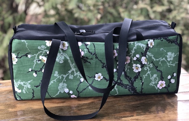 Cherry Blossoms on Green Mahjongg Storage Set The Zippered Tote-ster and Large Zini