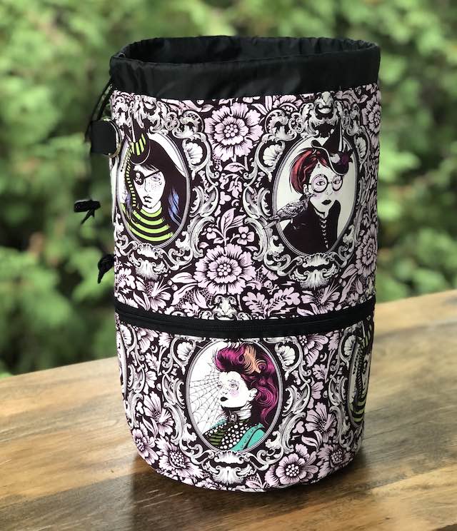Nightshade Coven knitting project bag, large Kipster