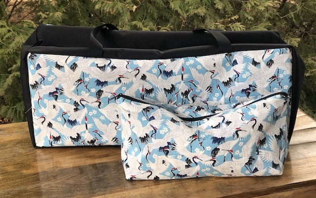 Cranes on Blue Mahjongg Storage Set The Zippered Tote-ster and Large Zini