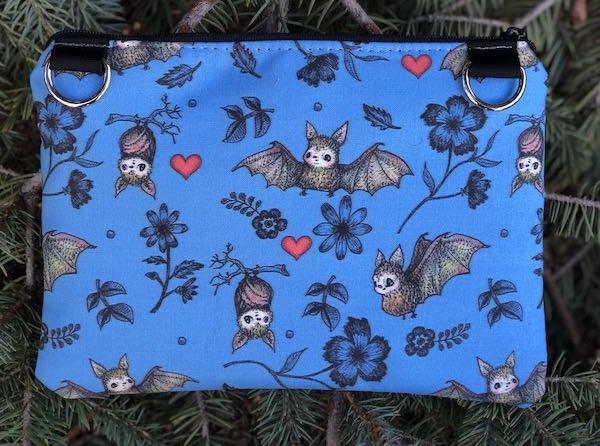 Cute Bats on Blue clutch, smart phone wallet, mini shoulder bag, iPhone, smart phone wallet, The Wisteria