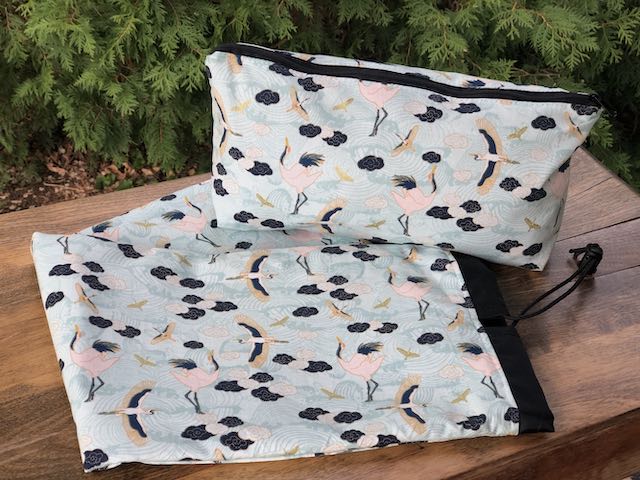 Dancing Cranes Mahjong rack and tiles storage set, The Racker and large Zini