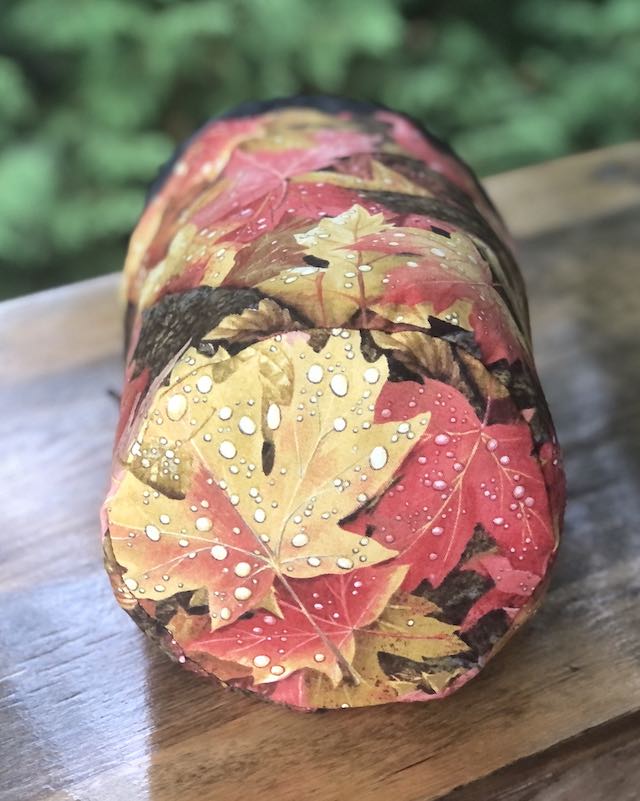 Dew Kissed Leaves SueBee Round Drawstring Bag