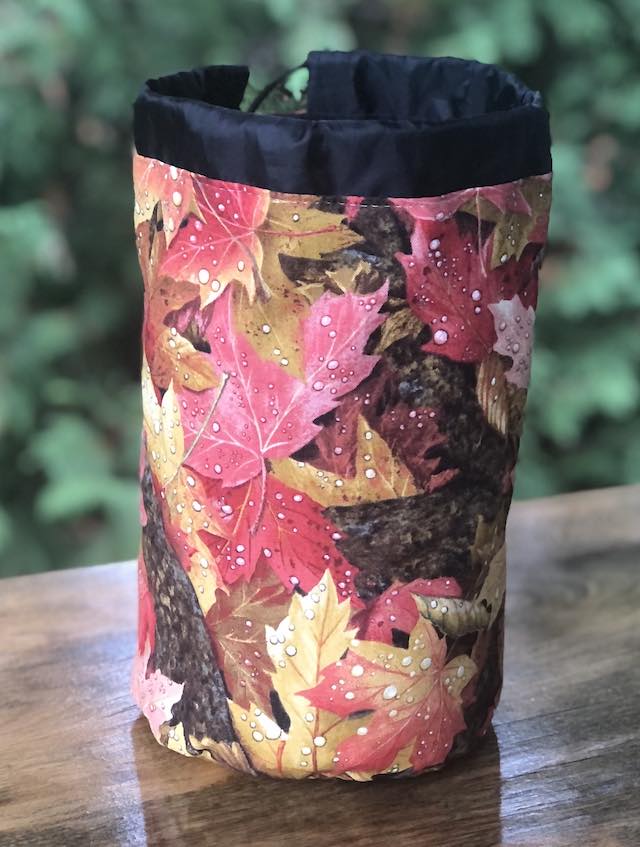 Dew Kissed Leaves SueBee Round Drawstring Bag