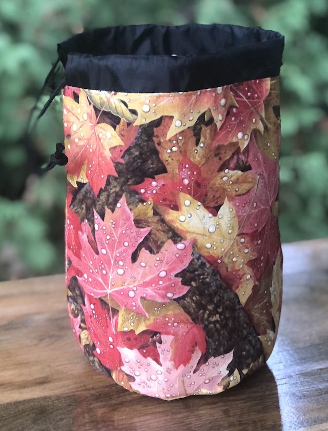 Dew Kissed Leaves SueBee Round Drawstring Bag