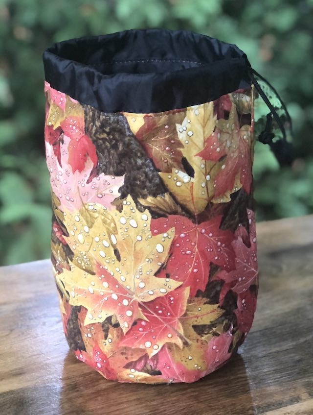 Dew Kissed Leaves SueBee Round Drawstring Bag