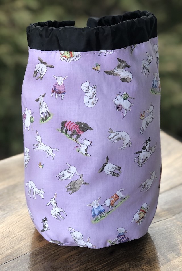 Fair Isle Friends Lilac SueBee Round Drawstring Bag