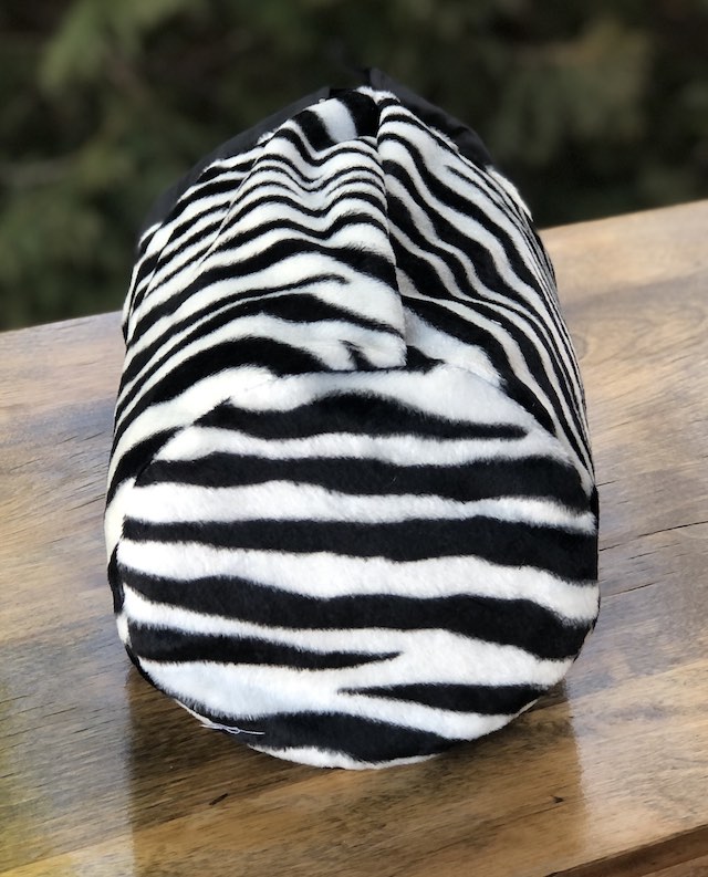 Zebra Faux Fur SueBee Round Drawstring Bag