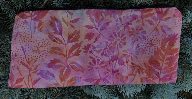 Flora Batik pouch for 8" knitting needles or reusable utensils, The Deep Sleek