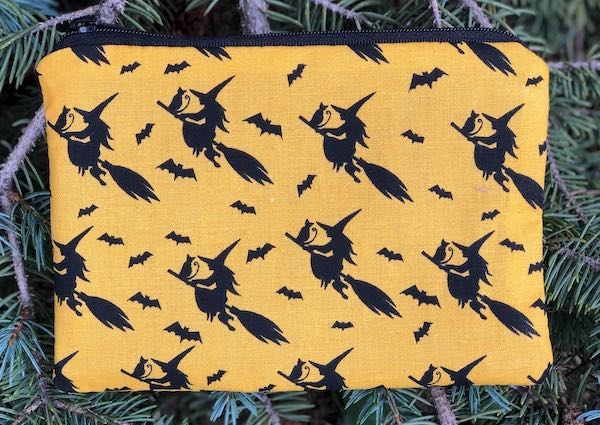 Flying Witches Goldie zippered bag, pick yellow or black