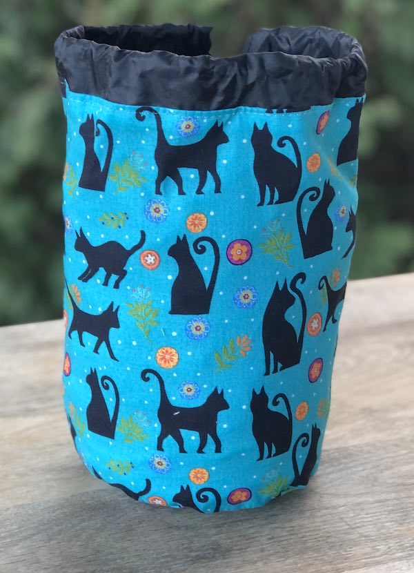 Folktown Cats on Blue SueBee Round Drawstring Bag
