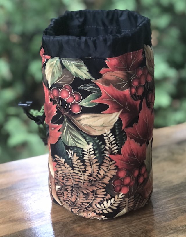 Gilded Leaves SueBee Round Drawstring Bag