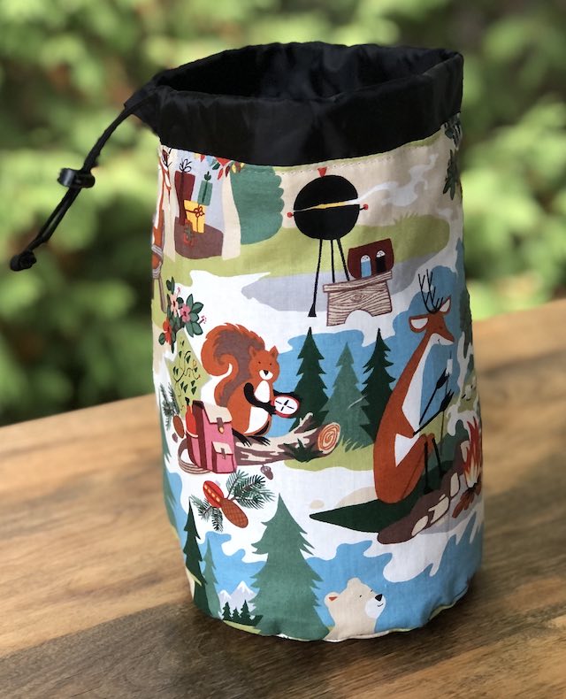 Santa and Rudolf SueBee Round Drawstring Bag