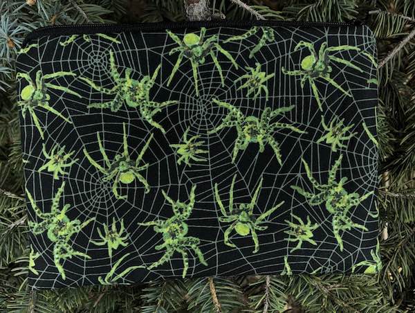 Glow in the Dark Spiders zippered bag, The Scooter